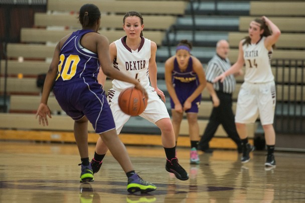 Dexter's Makenzie Svihra guards Ypsilanti's Julana Dukes during their game Friday, Jan. 11.
Courtney Sacco I AnnArbor.com 